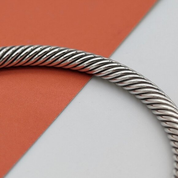 DAVID YURMAN 5mm Cable Classic Pearl Bracelet Pavé Diamonds Sterling Silver 7 in - Picture 5 of 8